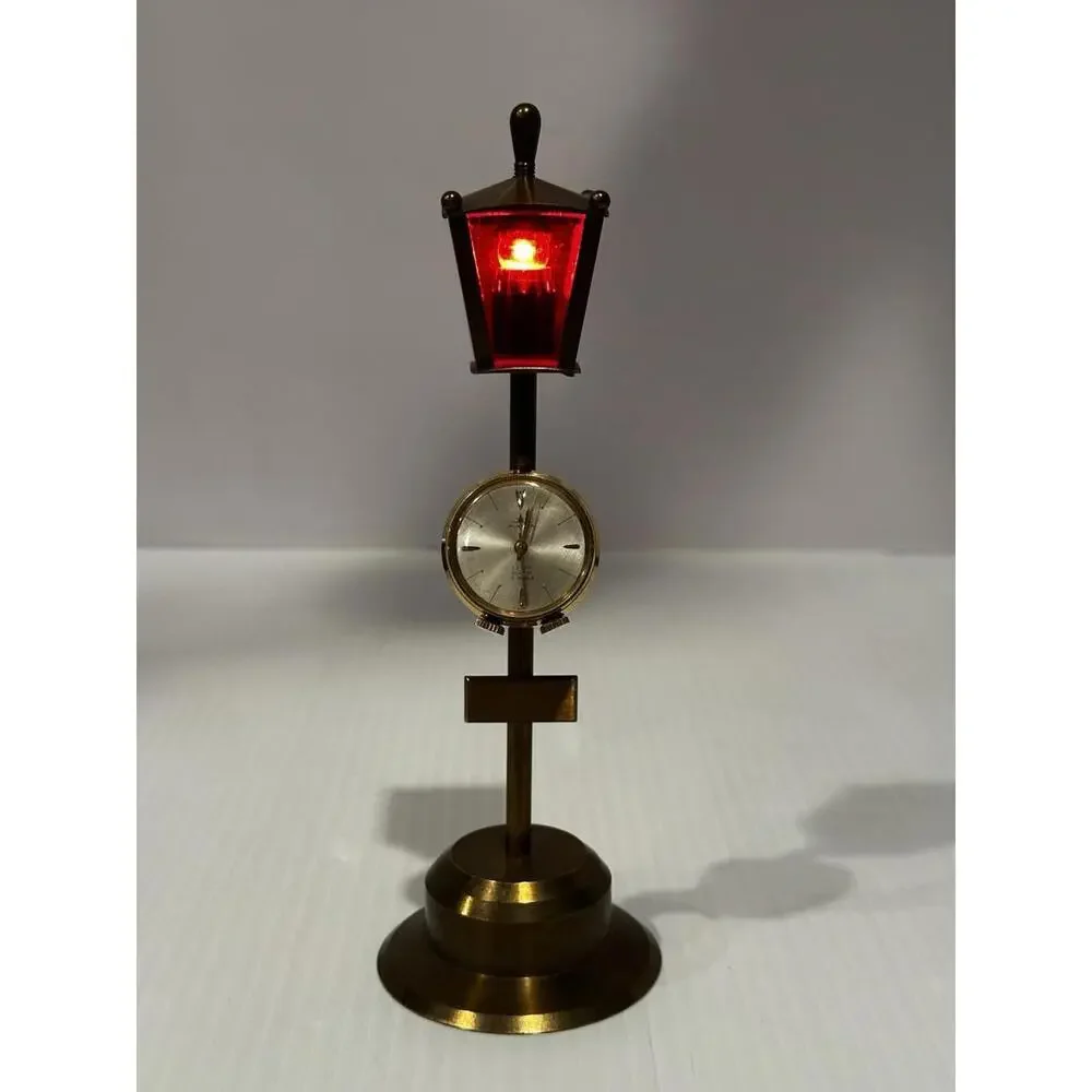 Vintage Pontifa Lever Alarm 17 Jewel Swiss Watch Lamppost‎ Working Clock & Light
